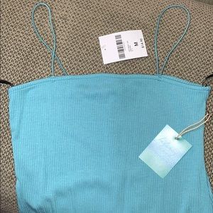 Long Knit Seafoam Strappy Maxi Dress with Slit